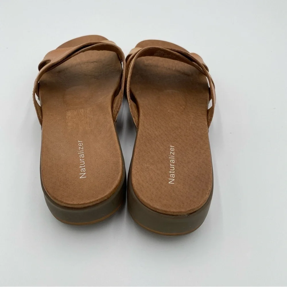 Naturalizer Jean Leather Two Tone Brown Slip On Comfort‎ Sandals Shoes 11 (NWOT)